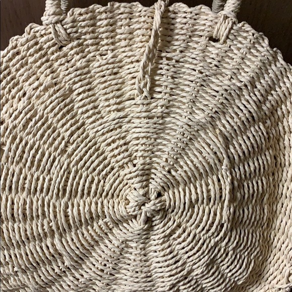 LAST 1❤️TRENDY ROUND LINED STRAW TOTE BAG - Picture 6 of 7